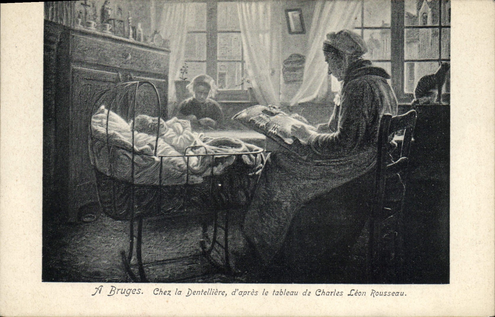 CPA Bruges Chez La Dentelliere D'Apres Le Tableau De Charles Leon Rousseau