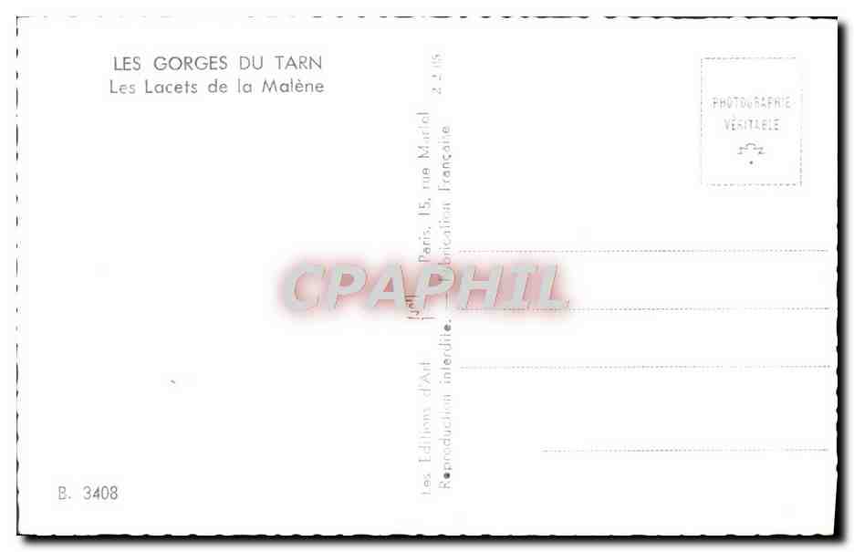 CPM Les Gorges Du Tarn Les Lacets De La Malene — Rückseite