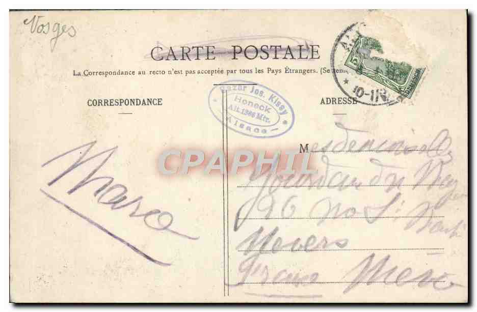 CPA Hohneck Vue Prise Vers Gerardmer — Verso
