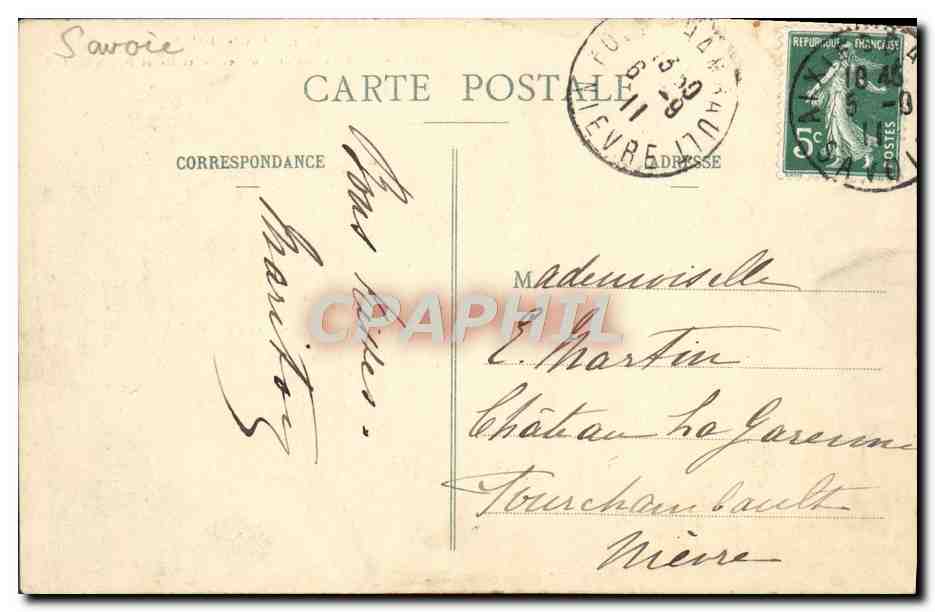 CPA Aix Les Bains Chemin De Fer A Cremaillere Du Revard et Hotel Bernascon Train — Rückseite