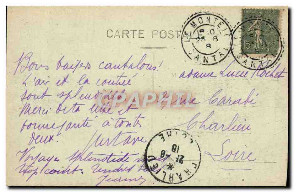 CPA Le Cantal Pittoresque Cirque de Mandailles — Rückseite