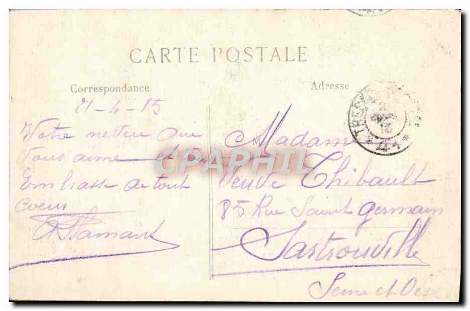 CPA Arras Ce Qui Reste Dui Beffroi Et De I'Hotel De Ville Militaria — Rückseite