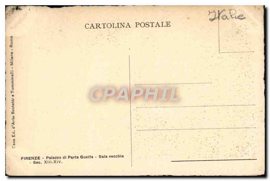 CPA Firenze Palazzo Di Parte Guelfa Sala Vecchia — Verso