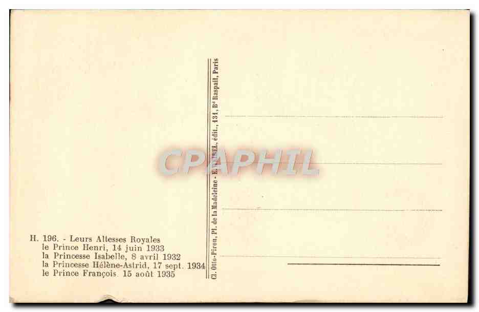 CPA Leurs Altesses Royales Le Prince Henri Isabelle — Reverso