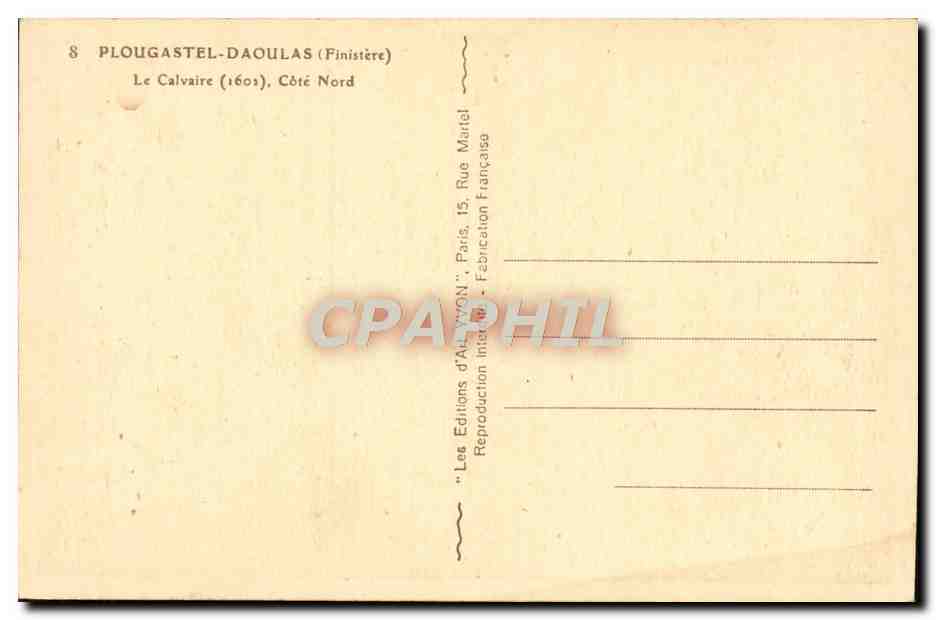 CPA Plougastel Daoulas Le Calvaire — Rückseite