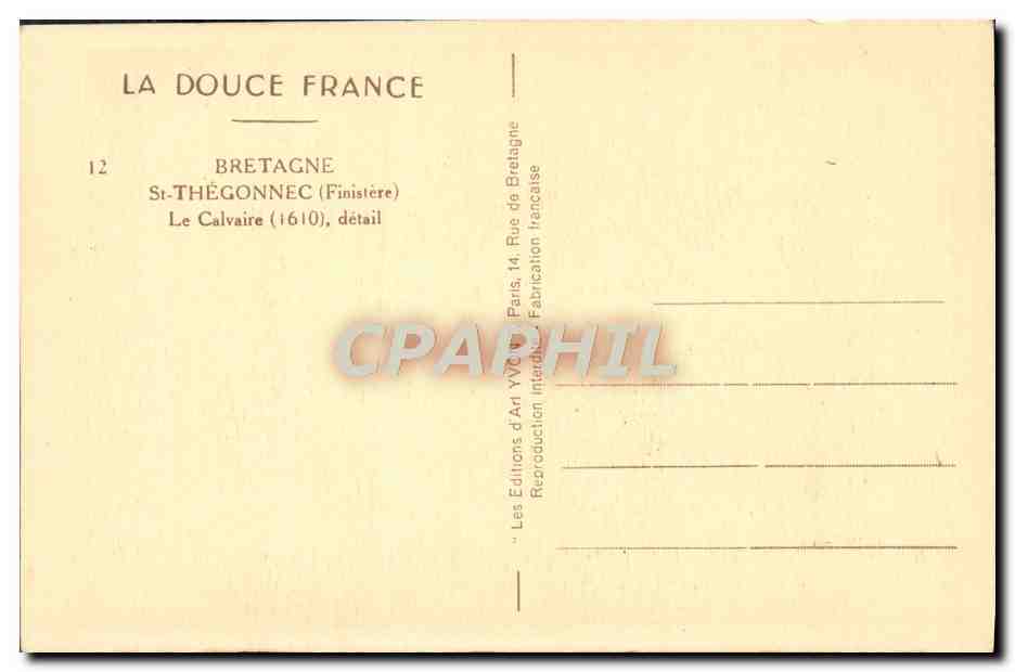 CPA Bretagne St Thegonnec Le Calvaire — Rückseite