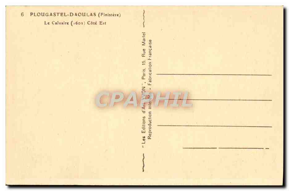 CPA Plougastel Daoulas Le Calvaire — Rückseite
