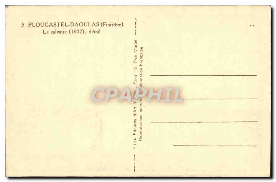 CPA Plougastel Daoulas Le Calvaire — Rückseite