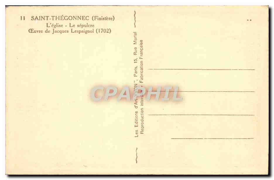 CPA Saint Thegonnec L'Eglise Le Sepulcre — Rückseite