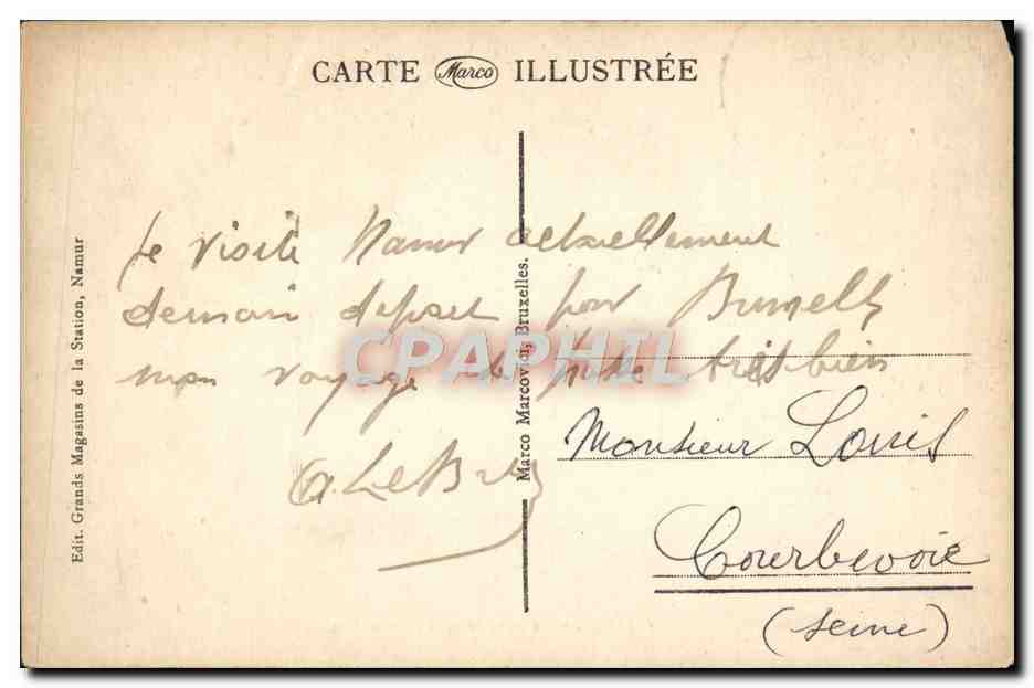 CPA Namur La Sambre Et Le Pont D'Omalius Bateaux — Rückseite