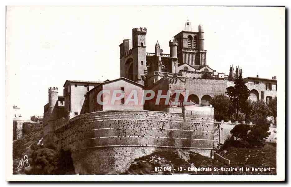 Béziers - Cathédrale Saint-Nazaire et le Rompart — CPA n°12, éditeur AP