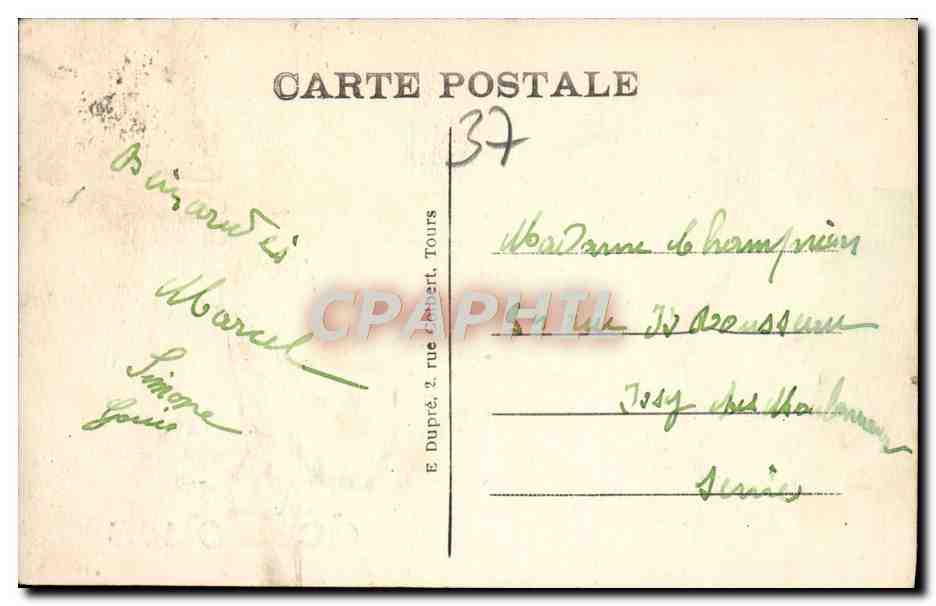 CPA Un Pensee De Tours La gare — Rückseite
