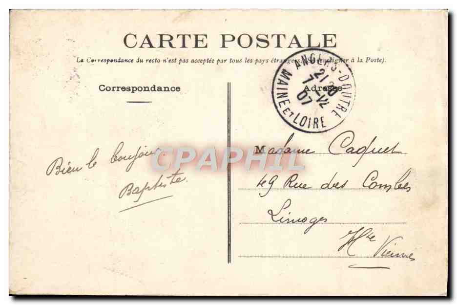 CPA Angers Le Jardin Des Plantes Et La Statue De Chevreul — Rückseite