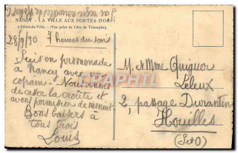 Nancy - La Ville aux Portes d'Or — Vue prise de l'Arc de Triomphe — Éditeur non identifié — Rückseite