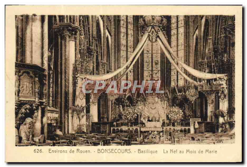 CPA Bonsecours Basilique La Nef au mois de Marie 