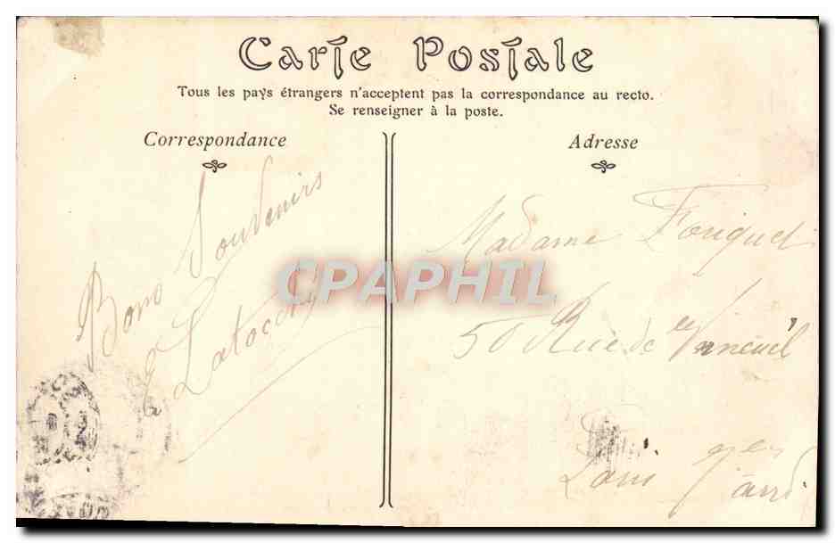 CPA Trouville Bateau — Verso
