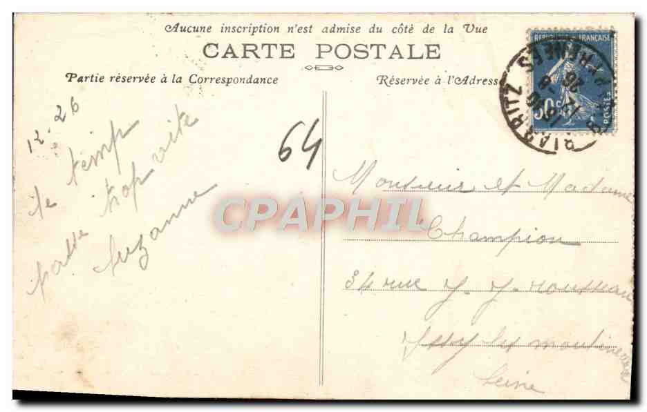 CPA Biarritz Casino Municipal — Back