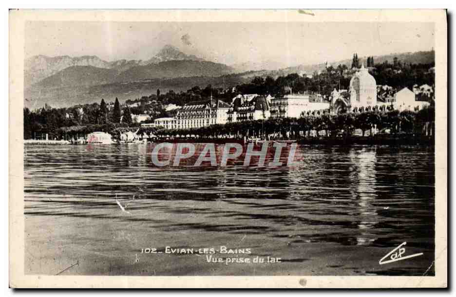 Tarjeta postal moderna Evian Les Bains Vista Tomada Desde El Lago