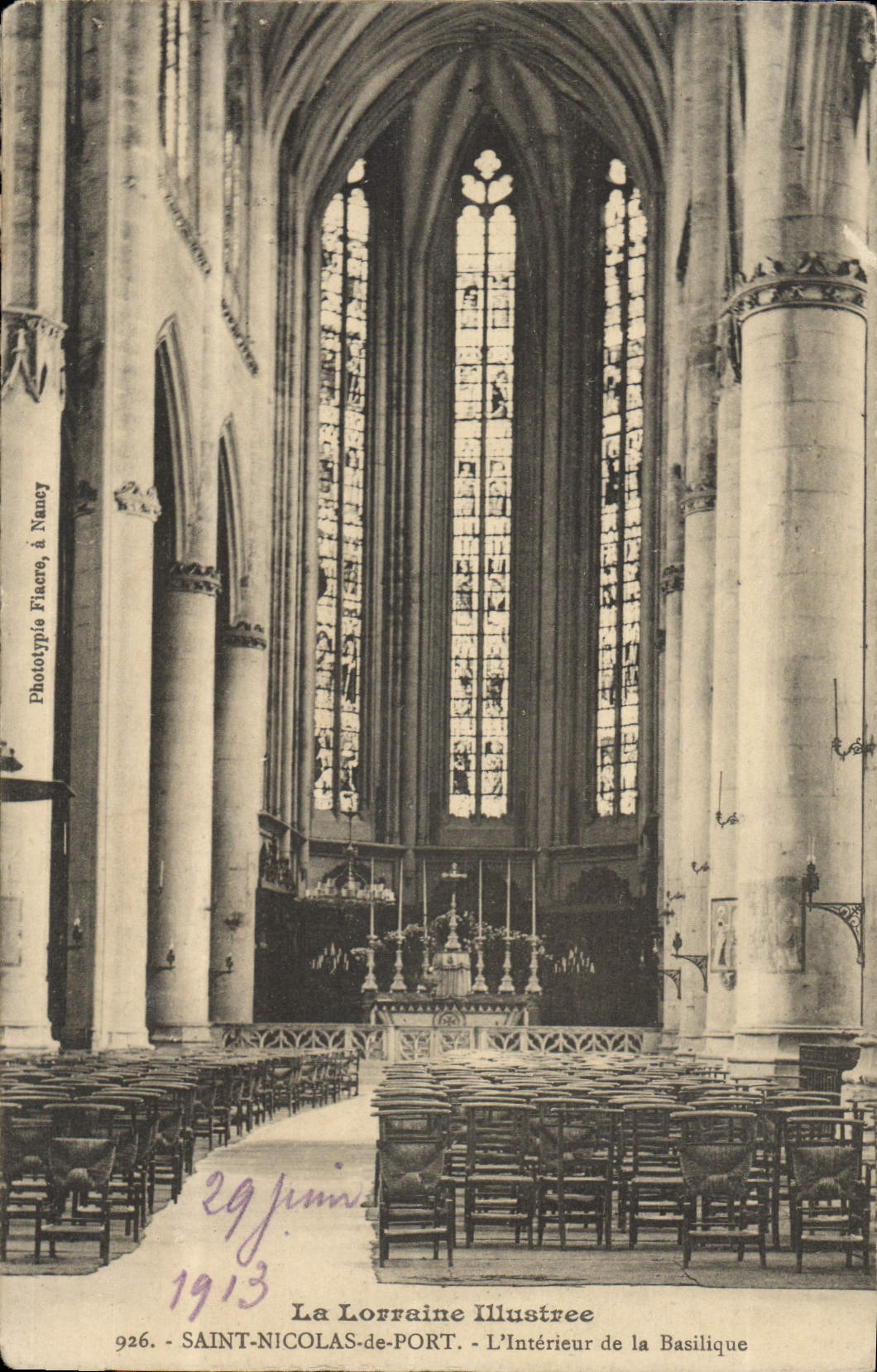 SAINT-NICOLAS-de-PORT — Innenansicht der Basilika — Phototypie Fiacre, Nancy, Nr. 926