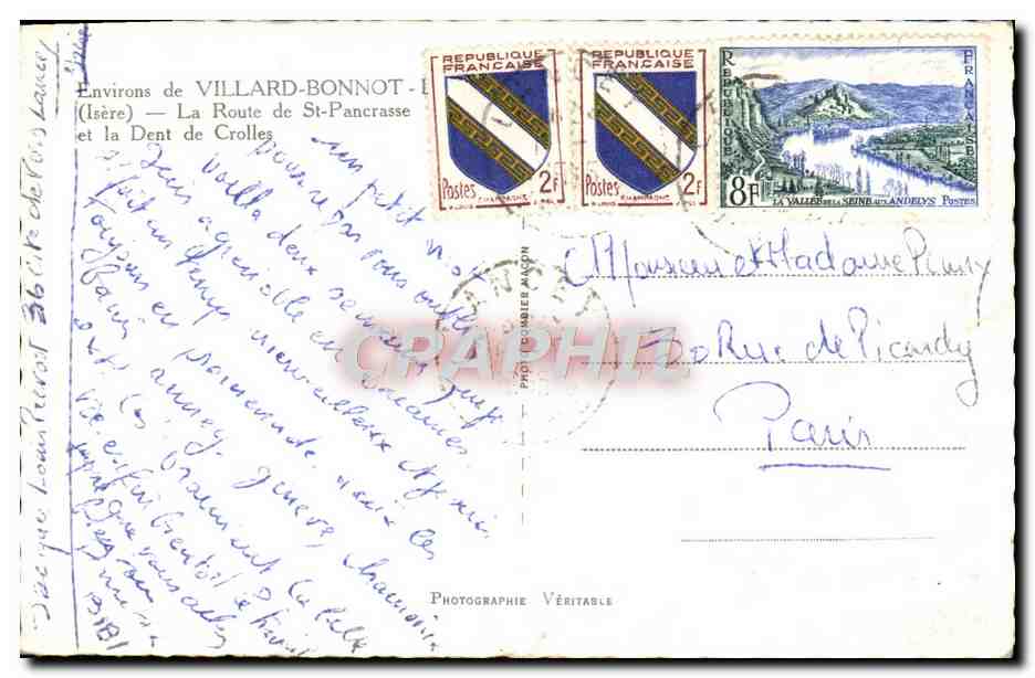 Environ de VILLARD-BONNOT (Isère) — La Route de St-Pancrasse et la Dent de Crolles — Photographie Véritable — Achterkant
