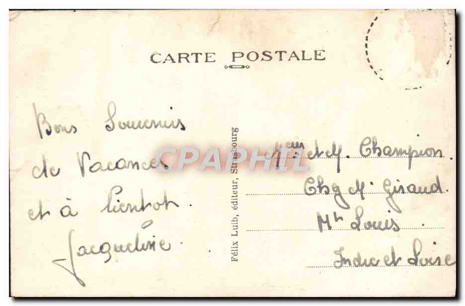 CPA Strasbourg Nid De Cigognes — Verso