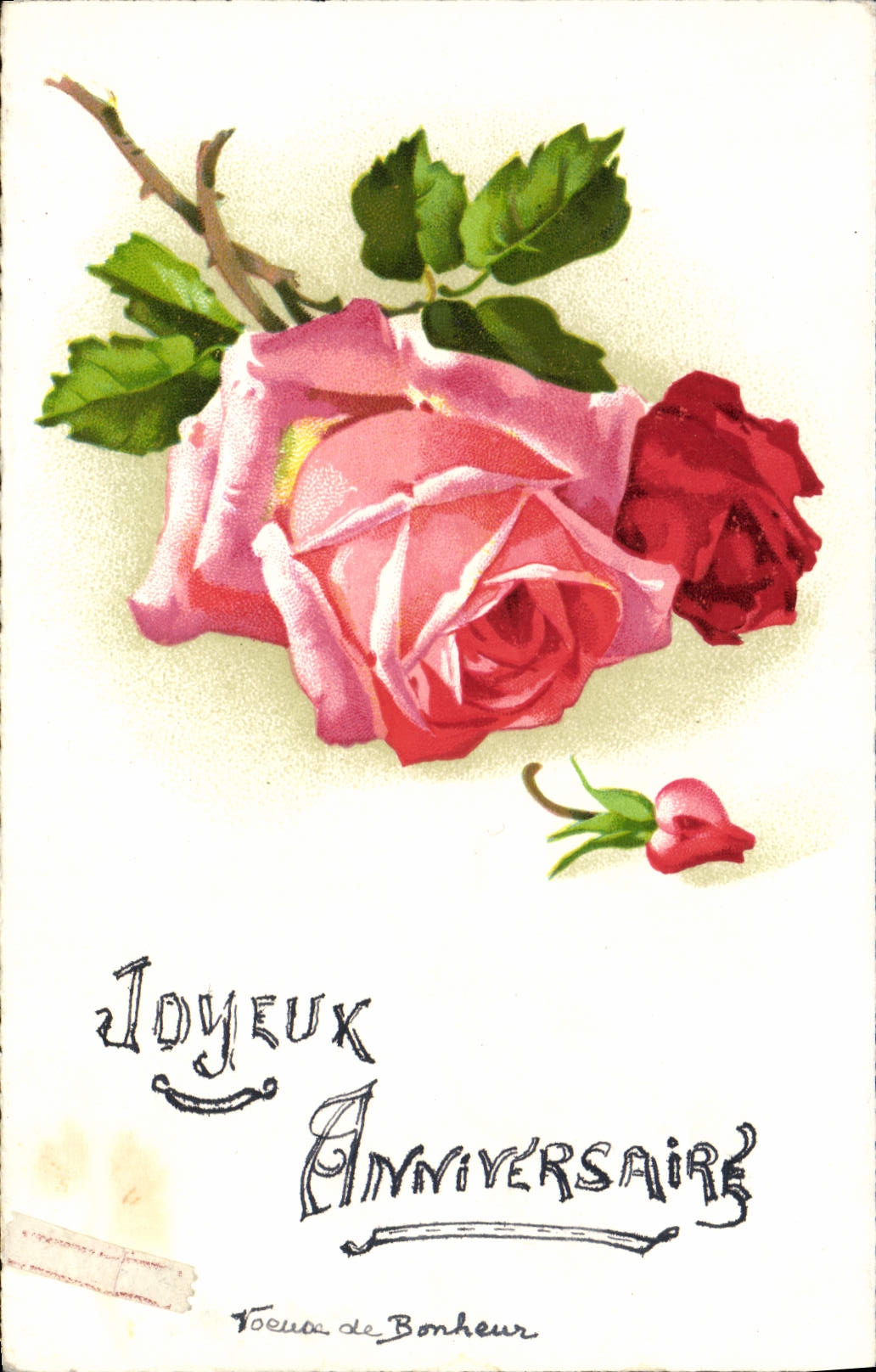 CPA Joueux Anniversaire Fleurs