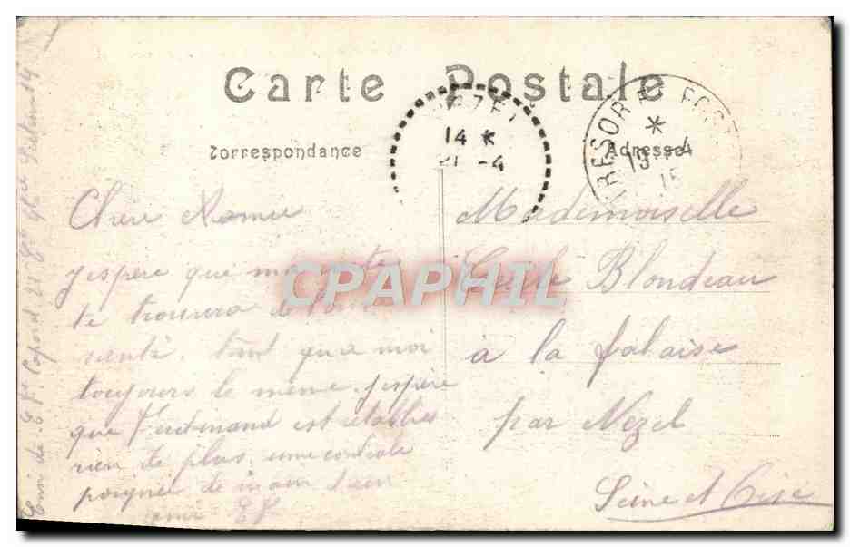 CPA Bataille de la Marne Vauclerc Militaria — Rückseite