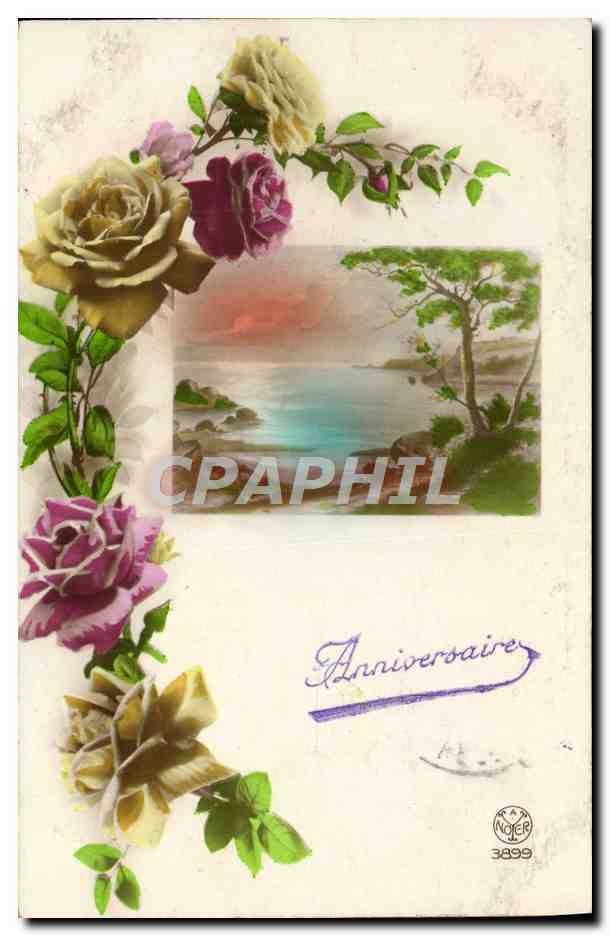 CPA Fantaisie Fleurs Anniversaire