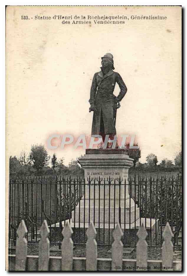 CPA Statue d'Henri de la Rochejaquelein Generalissime des armees Vendeennes 