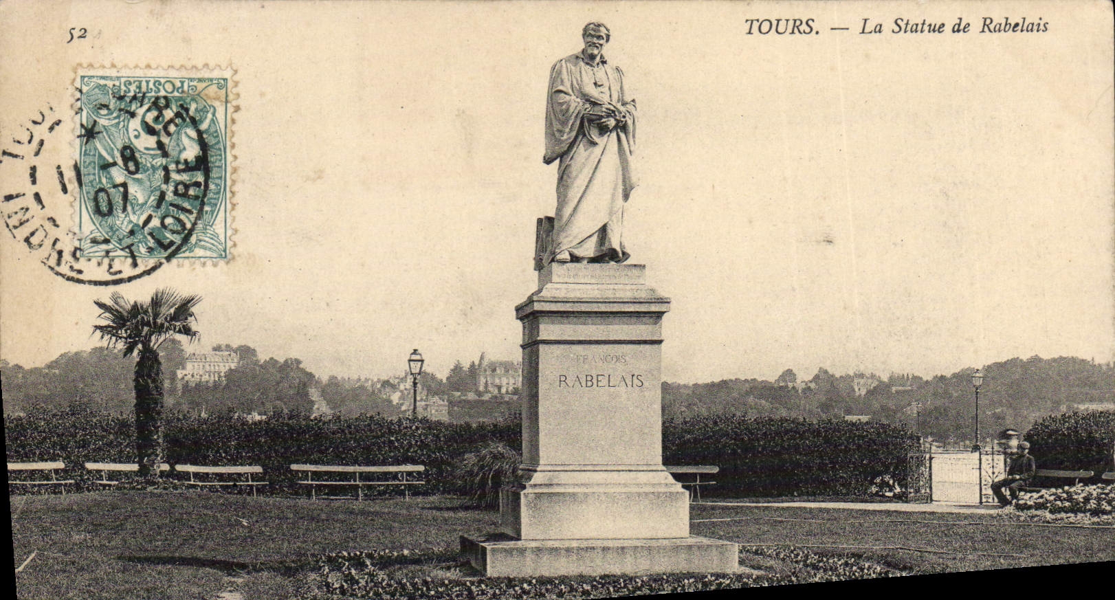 CPA Tours La Statue de Rabelais