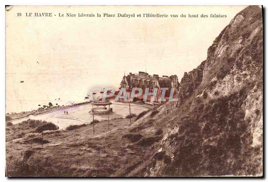 CPA Le Havre Le Nice Havrais la Place Dufayel et l'hotellerie vus du haut des falaises