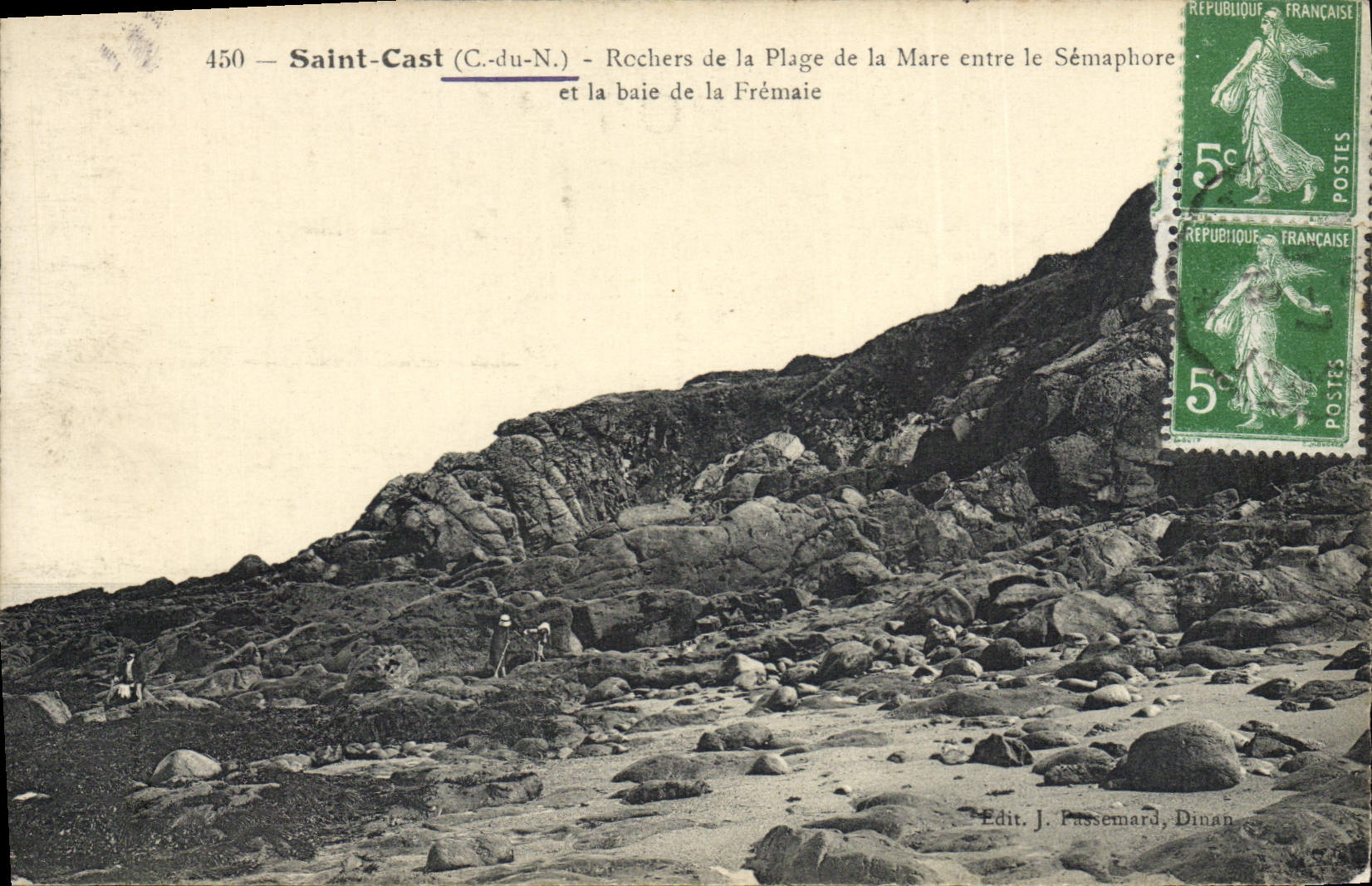 Saint-Cast (C.-du-N.) — Rochers de la Plage de la Mare entre le Sémaphore et la baie de la Frémaie — Edit. J. Passemard, Dinan