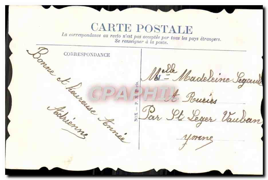 CPA Bonne Annee Fleurs (dessin a la main) — Back