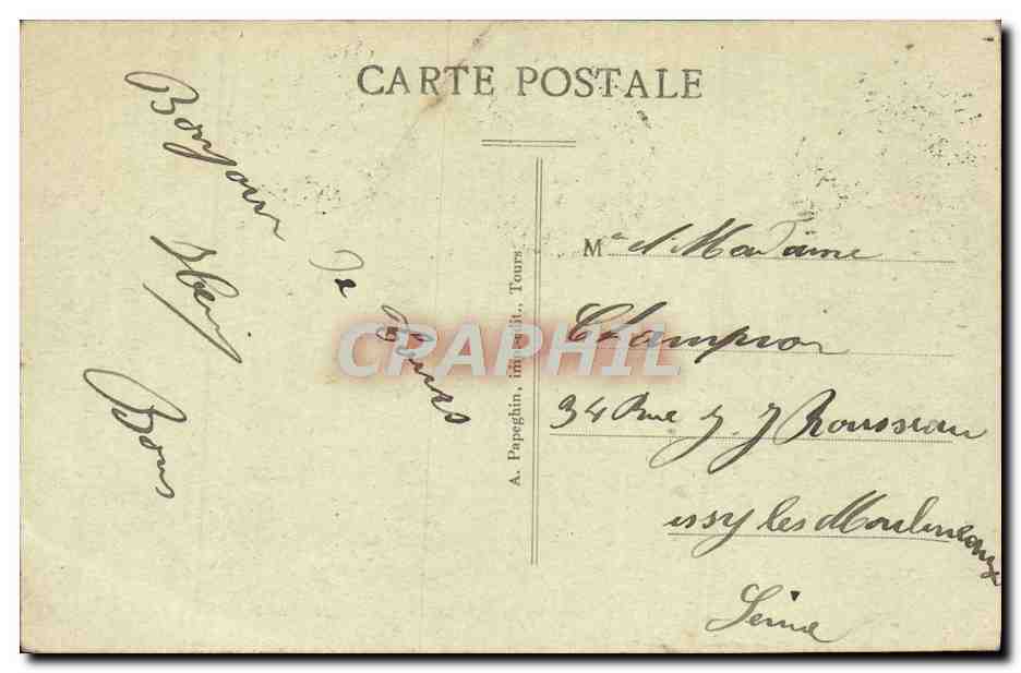 CPA Tours Le Musee et le Square Descartes — Rückseite
