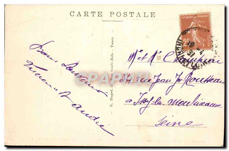 CPA Tours Vue Generale de la Loire du Pont de Pierre — Rückseite