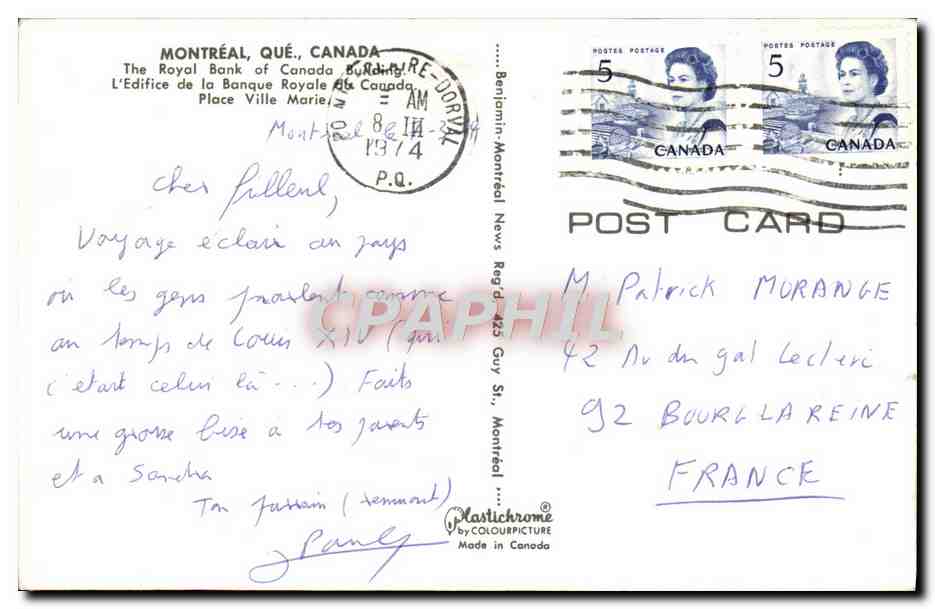 CPM Montreal Que Canada The Royal Bank of Canada — Back