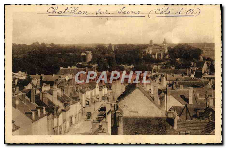 CPA Chatillon Sur Seine Vue generale Quartier de Chaumont 