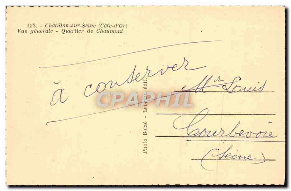 CPA Chatillon Sur Seine Vue generale Quartier de Chaumont  — Back