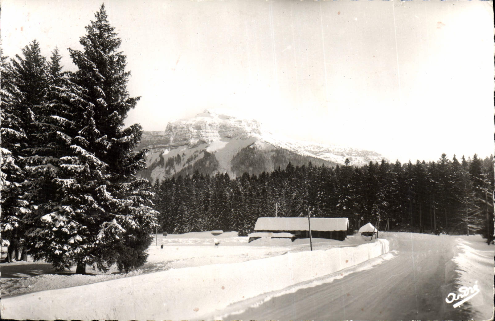 Route dans les Alpes — En hiver — Édition d'Art André, Grenoble