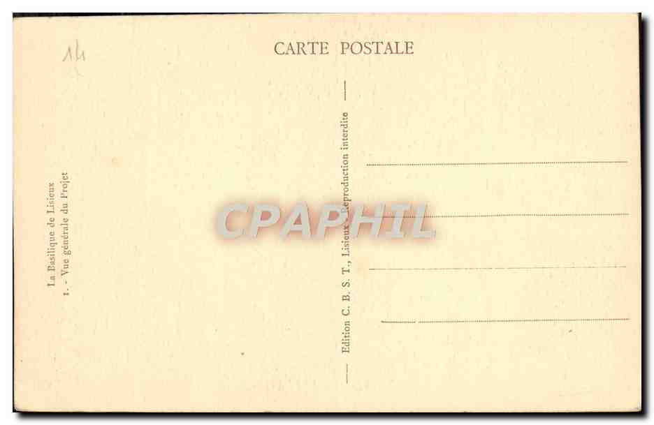 La Basilique de Lisieux — Vue générale du Projet — Édition C.B.S.T., Lisieux — Verso