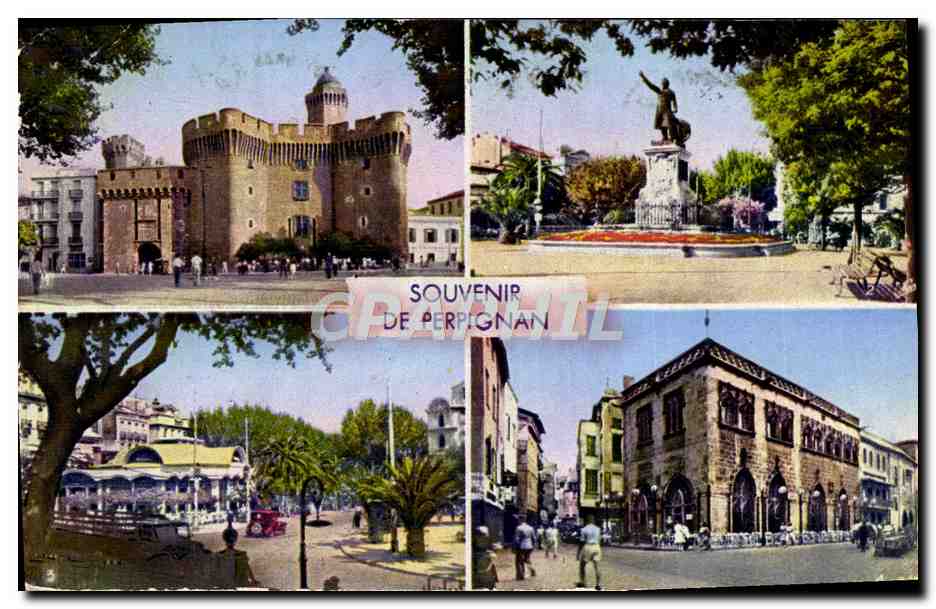 CPM Perpignan Le Castillet La place Arago Le nouveau palmarium La loge 
