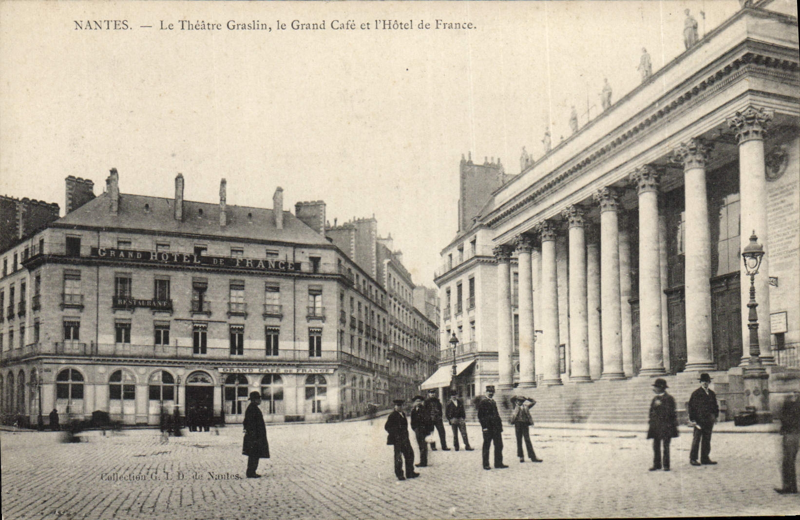 CPA Nantes Le Theatre Graslin le Grand Cafe et L'Hotel de France