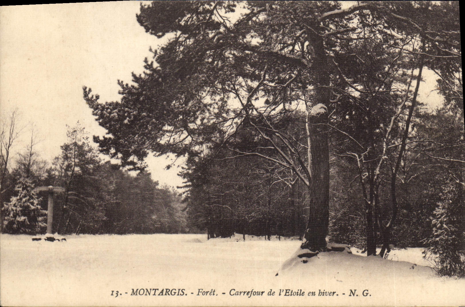 CPA Montargis Foret Carrefour de l'Etoile en hiver