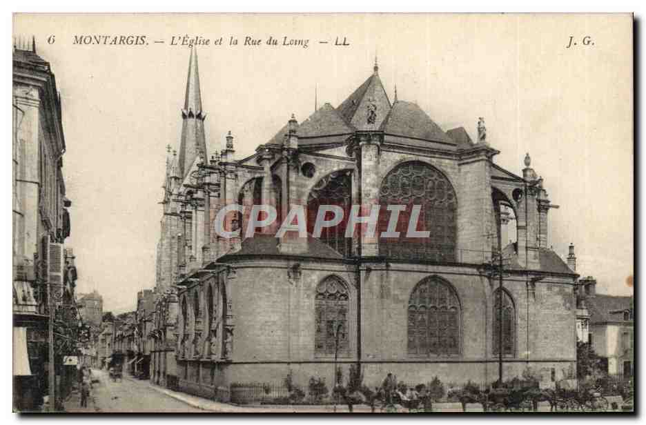 CPA Montargis L'Eglise et la Rue de Lomg