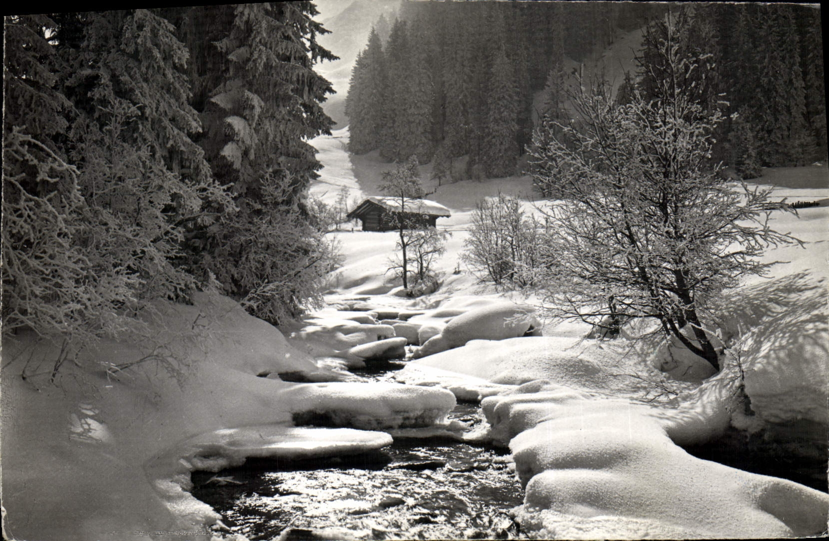 CPM Verschneiter Bergbach Le petit ruisseau enneige
