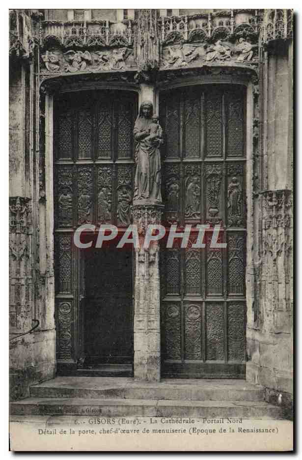 CPA Gisors La Cathedrale Portail Nord Detail de la porte 