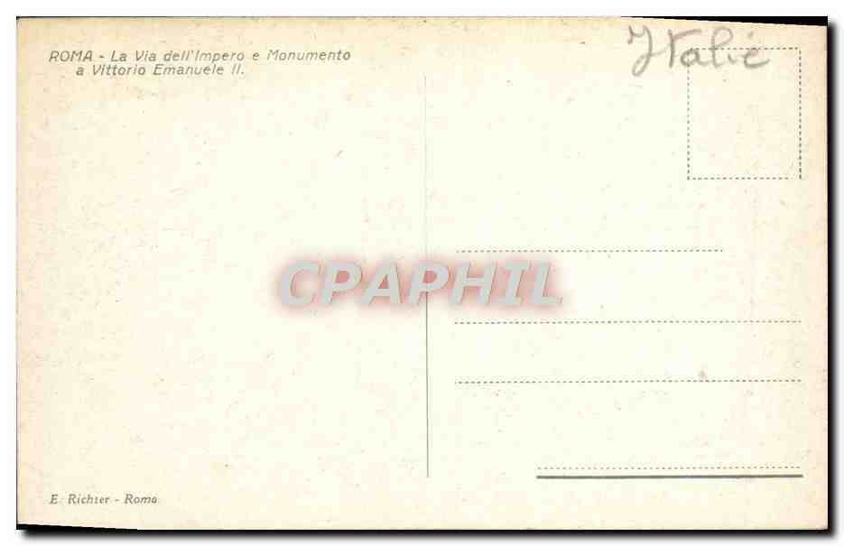 CPA Roma La Via Dellimpero e Monumento Vittorio Emanuele II — Verso