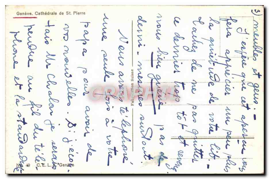 CPA Geneve Cathedrale St Pierre — Verso