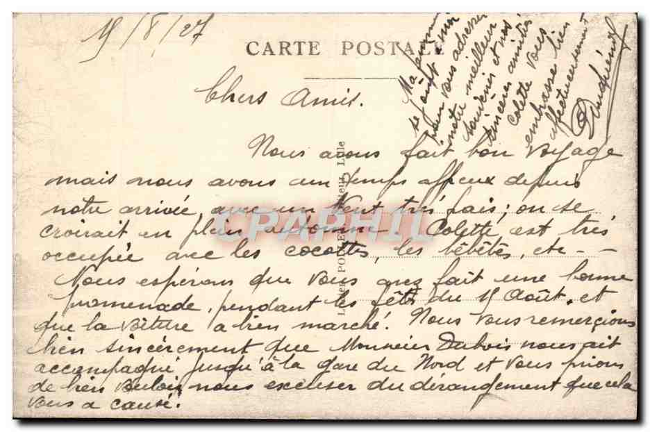 Boulogne-sur-Mer — La Sous-Préfecture — L.P. 3 — Verso