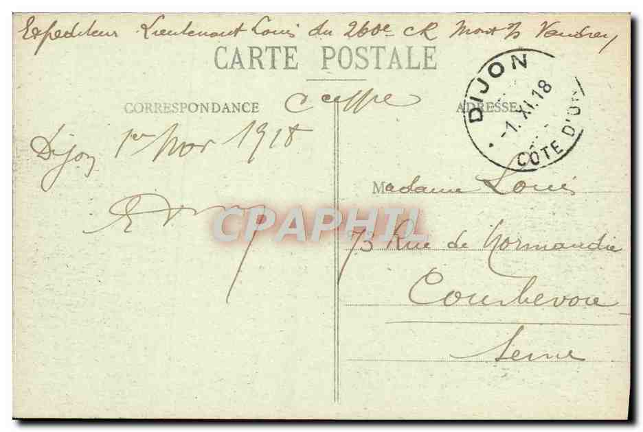 CPA Dijon Rue de la Gare  — Rückseite